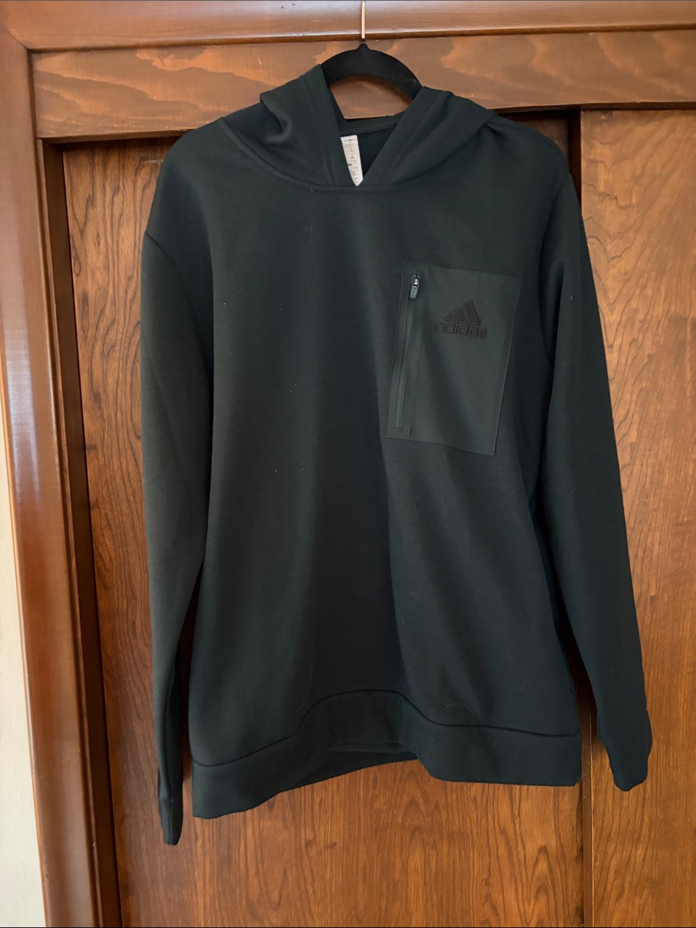 adidas Black Hooded Sweatshirt with Zip Chest Pocket